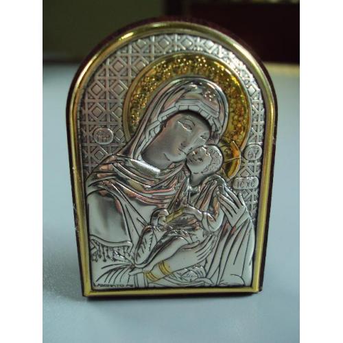 Икона Божья матерь Умиление богородица иконка серебро 925 проба Laminato Ag Италия 5,4х3,8 см №15304