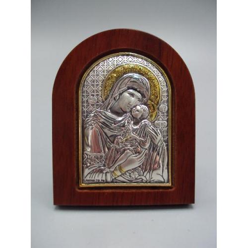 Икона Божья матерь Умиление богородица иконка серебро 925 проба Laminato Ag Италия 6,8х5,4см №13492