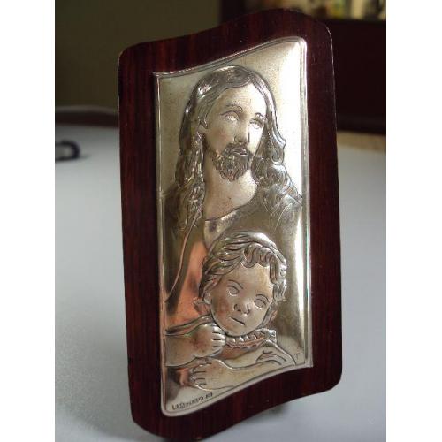 Икона спаситель Иисус Христос младенец иконка серебро 925 проба Laminato Ag Италия 10,5х5,2 см №16