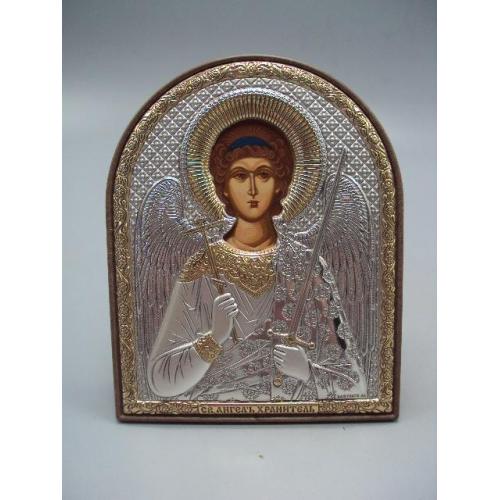 Икона настольная Святой ангел хранитель иконка серебро Laminato Ag Италия 10,5 х 8,3 см №13632