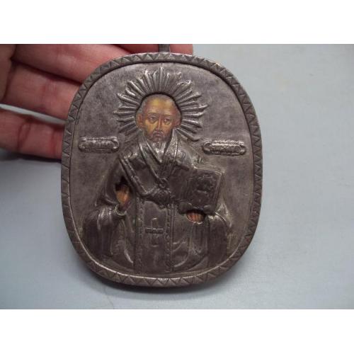 Икона нательная Святой Николай Чудотворец серебро 84 проба вес 40,1 г размер 6,6х5,6 см №13833