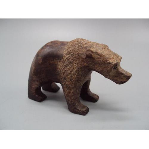 Фигура миниатюра статуэтка каменное дерево бурый медведь высота 5 см, длина 8,4 см №13416