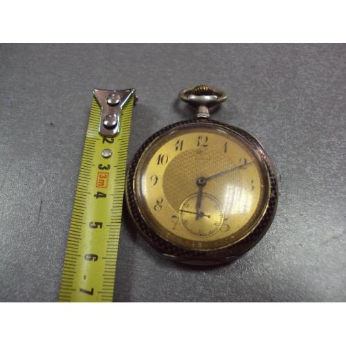 Карманные часы Aureole корпус серебро с чернью 800 проба длина 6,5 см, диаметр 5см не на ходу №11934