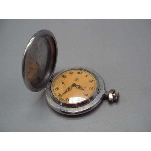 Карманные часы Молния ссср механизм 3602 на ходу высота 5,6 см диаметр 5 см №15870