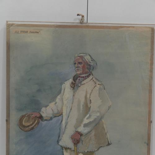 картина Дед степан пахота Г.Нестерович  картон, пастель 30х40 см №99