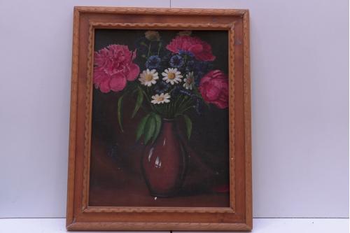 Картина Натюрморт букет цветов Гащук. масло картон В раме 38,5х48 см, без рамы 35х49 см №69