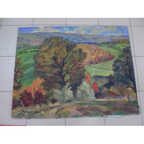 Картина осенний пейзаж Осень масло, холст подписная размер 76 х 97,9 см №130