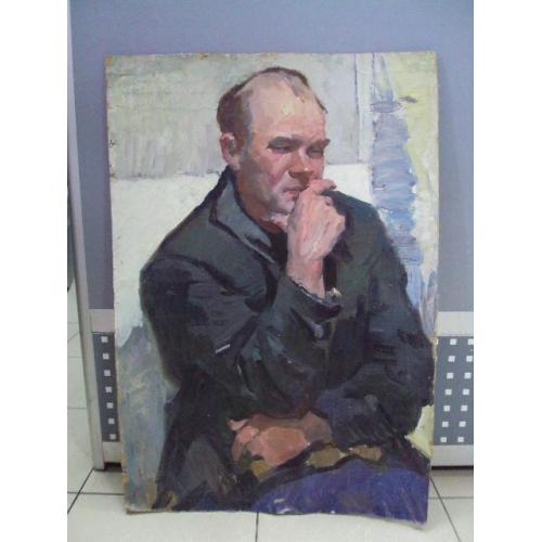 Картина портрет мужчины художника Мегера 1965 год Киселев масло, картон размер 48,1 х 70,3 см №141