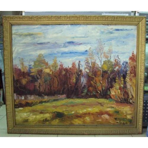 Картина в ажурной раме Осенний пейзаж осень художник Нейман холст, масло 94,3 х 111 см №112