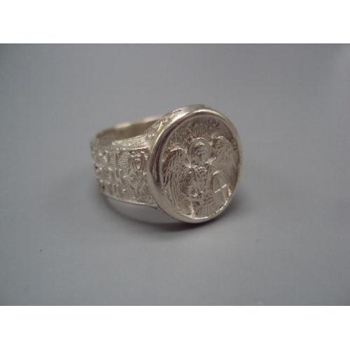Кольцо мужской перстень Архангел Михаил печатка серебро Украина вес 8,7 г 21 размер 18,5 мм №15438