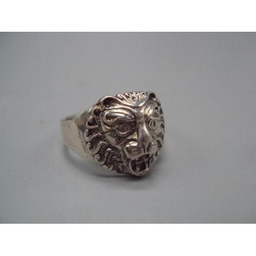 Кольцо мужской перстень голова льва печатка лев серебро 800 проба вес 6,61 г 21,5 размер №15587