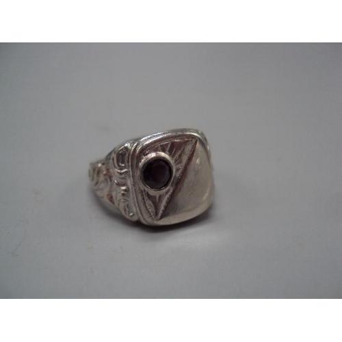 Кольцо мужской перстень печатка квадрат черная вставка серебро 925 проба вес 7,08 г 20 размер №15579