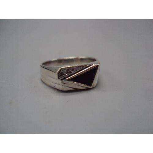 Кольцо новое перстень черный треугольник серебро 925 проба Украина вес 4,51 г 20 размер №15577