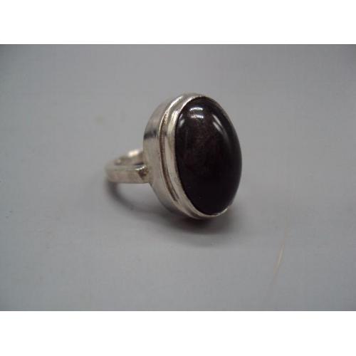 Кольцо овальная черная вставка камень овал перстень серебро Украина вес 10,7 г 19,5 размер №15744