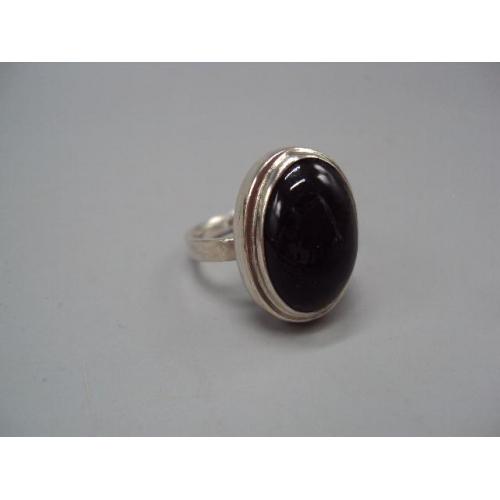 Кольцо овальное вставка камень черный овал серебро 925 проба Украина вес 16,8 г размер 20,5 №15953