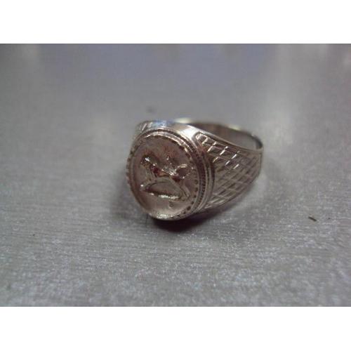 Кольцо перстень печатка лев серебро 925 проба Украина вес 5,67 г размер 20 №13087