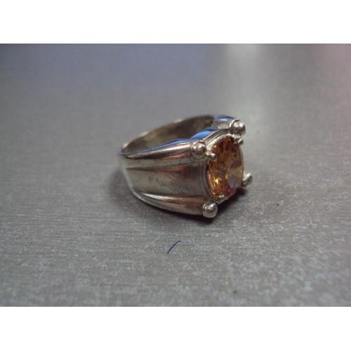 Кольцо перстень серебро 925 проба Украина оранжевый цирконий вес 8,71 г 17,5-18 размер №11864