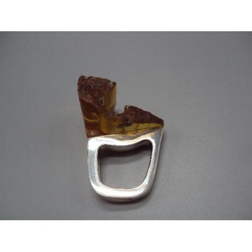 Кольцо перстень янтарь авторская работа серебро 875 проба вес 16,77 г 18-18,5 размер новое №14374