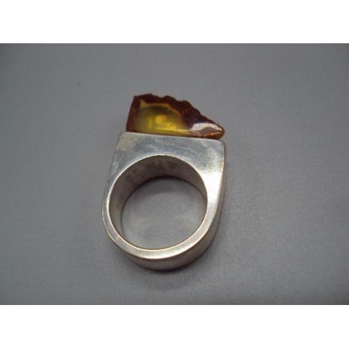 Кольцо перстень янтарь авторская работа серебро 875 проба вес 22,99 г 20 размер новое №14375