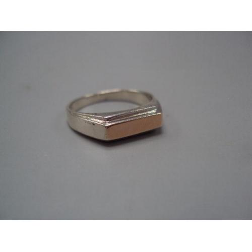 Кольцо перстень золотая пластина 585 проба серебро 875 проба Украина КРВО 3,62 г 19 размер №15586