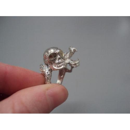 Кольцо унисекс перстень череп и дракон серебро Украина вес 9,45 г 17 размер №15753