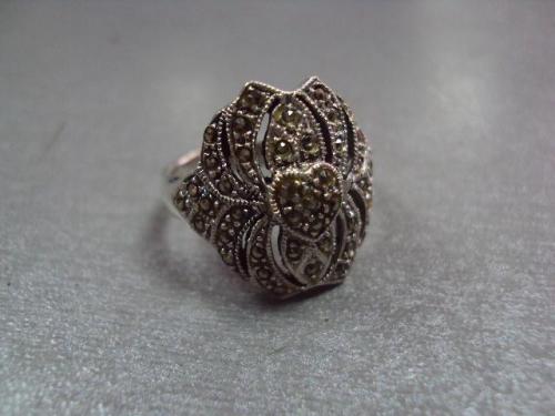 Кольцо женское ажурное сердечко серебро 925 проба ссср вес 6,55 г размер 17,5 (нет 3 камушка) №15004