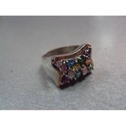 Кольцо женское перстень разноцветные камни серебро 925 проба украина вес 9,62 г размер 19,5 №11119