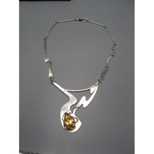 Колье ожерелье янтарь авторская работа серебро 925 проба Украина вес 30,18 г длина 45,6 см №14123