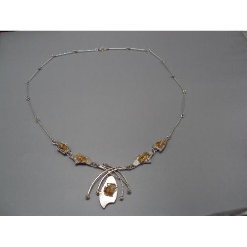 Колье ожерелье янтарь авторская работа серебро 925 проба Украина вес 31,6 г длина 55 см №14125