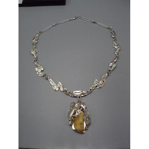 Колье ожерелье янтарь авторская работа серебро 925 проба Украина вес 54,63 г длина 55 см №14124
