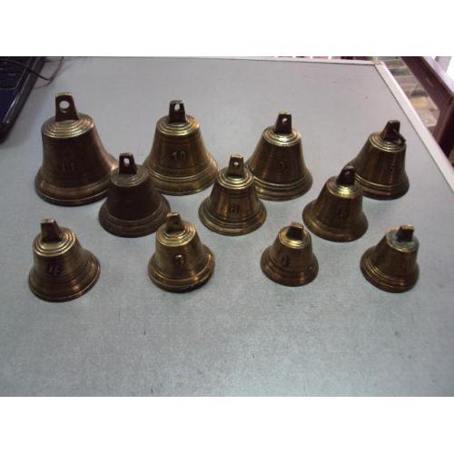 Колокола бронза колокольчики с 0-1 и 3-11 колокол лот 11 шт №11650