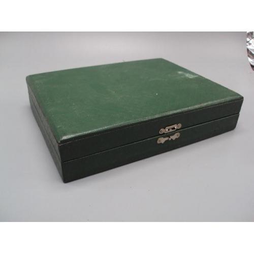 Коробка зеленая футляр для столовых приборов коробочка ЗиШ г. Вильнянск размер 4,5х21х16,1 см №13523