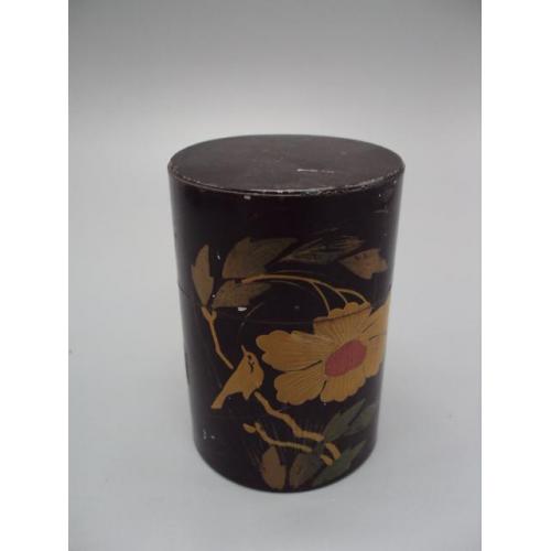 Чайная шкатулка чайница коробочка для чая Китай узор цветок металл размер 8,7 х 5,9 см №13167