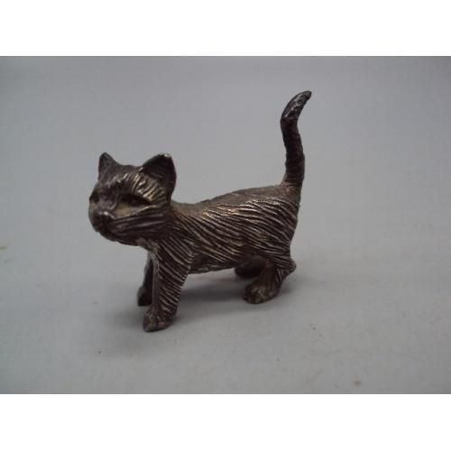 Фигура миниатюра статуэтка кот котик лежит кошка серебро 800 проба вес 43,1 г высота 3,5 см №14421