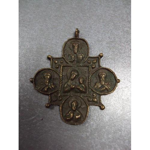 Крест нательный крестик Богородица и святые бронза размер 56 х 52 мм (№1924)
