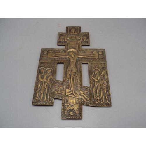 Крест Распятие с предстоящими пластика бронза размер 23,2 х 14,6 см (№787) №13899