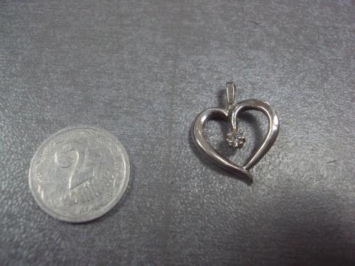 кулон подвеска сердце сердечко серебро 925" вес 1,26 г №77