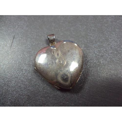 Кулон сердечко медальон для фотографий сердце подвеска серебро 925 Италия вес 8,11 г №13579