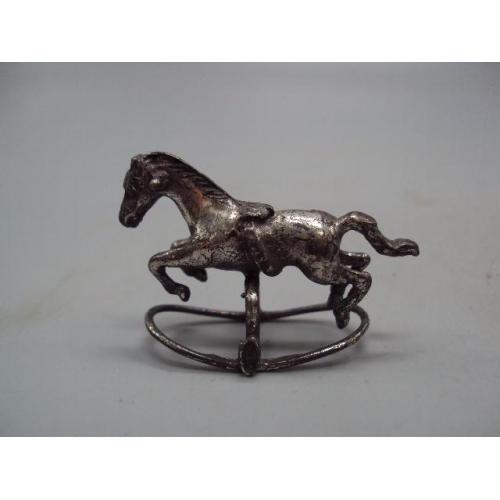 Фигура миниатюра статуэтка лошадка качалка лошадь конь серебро 800 проба вес 12,7 г 2,9 см №14440