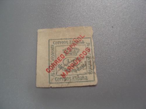 марка 1913 стандарт корона 1909 Испания офисы почта в Марокко 1/4с надпечатка негаш №2378