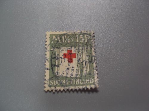 марка Финляндия 1930 стандарт красный крест медицина благотворительность надпечатка гаш №2117