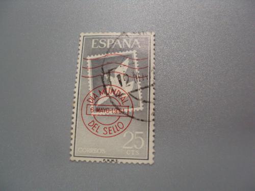 марка Испания 1961 всемирный день печати голубь деньпочтовой марки надпечатка гаш №2362