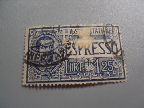 марка Италия 1926 личности люди Король Виктор Эммануил III экспресс почта 1,25 лир гаш №2912