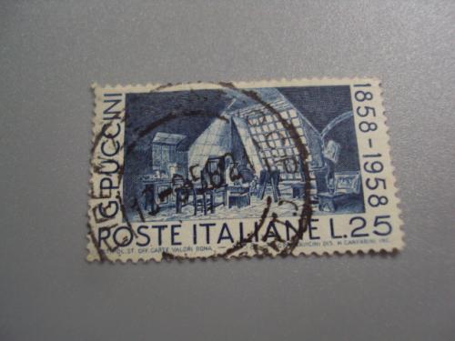 марка Италия 1958 композитор  Джакомо Пуччини Богема 25 лир гаш №2917