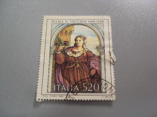 марка Италия 1980 искусство живопись Якопо Пальма Якопо Негретти святая Варвара религия гаш №3570