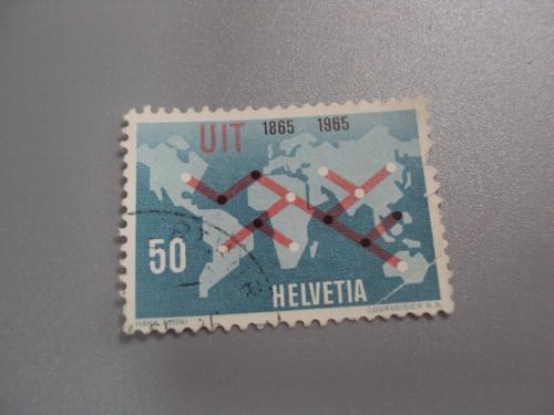 марка Швейцария 1965 карта мира гаш №2239