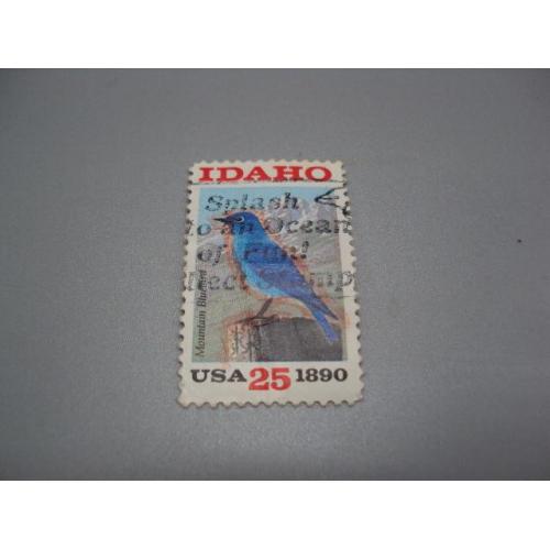 Марка США 1890 USA 25 Idaho mountain Bluebird птичка Айдахо гора Блюберд 100 лет штату гаш №18092