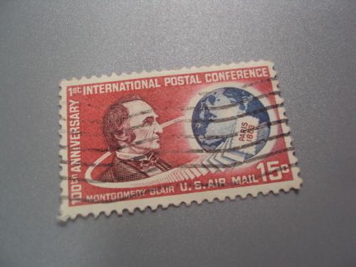 марка США 1963 авиа 100 лет первой конференции в Париже. портрет Монтгомери письмо 1863 гаш №2460
