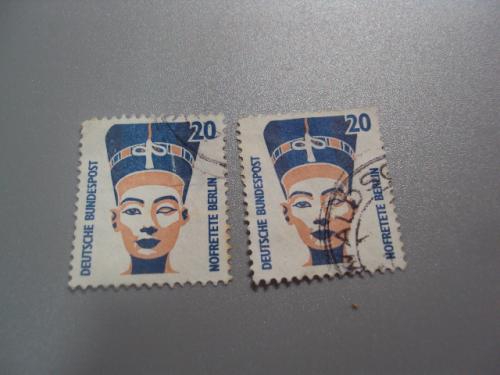 марки Германия 1988 стандарт ФРГ нефертити египет тутунхамон лот 2 шт гаш №1980