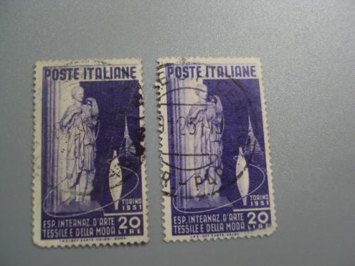 марки Италия 1951 выставка текстиля в Торино мода Турин лот 2 шт гаш №2822